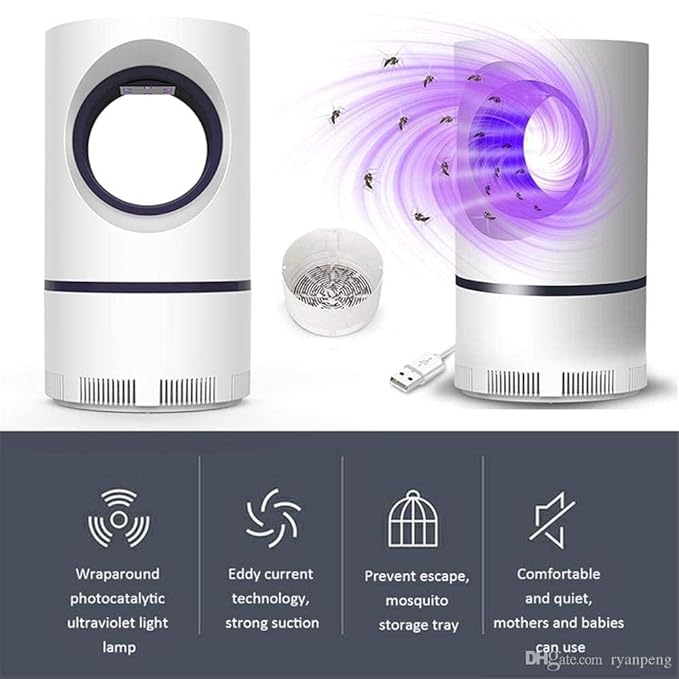 USB Mosquito Killer Lamp with UV Light & Suction Fan | Portable Silent Insect Trap for Home, Bedroom & Office
