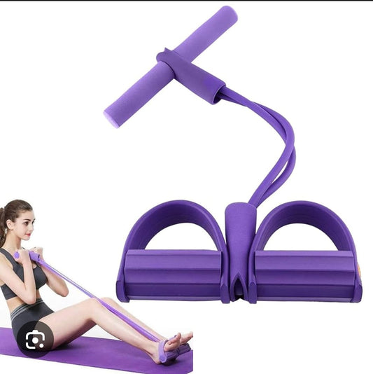 Multi tube pedal resistance band with foam handles and non-slip foot pedals for home workouts and full-body exercise