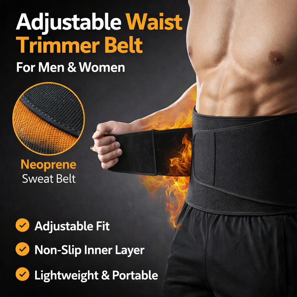 Adjustable Waist Trimmer Belt for Men & Women – Sweat Belt for Belly Fat Support & Workout ( Pack of 2 )