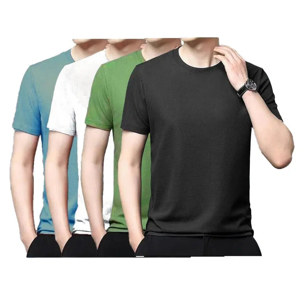 Men’s Plain Round Neck T-Shirt | Stylish Solid Color Cotton Blend T-Shirts for Daily Wear (Pack of 4)